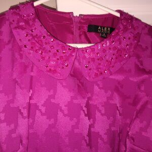 Fuschia pink dress with beaded collar